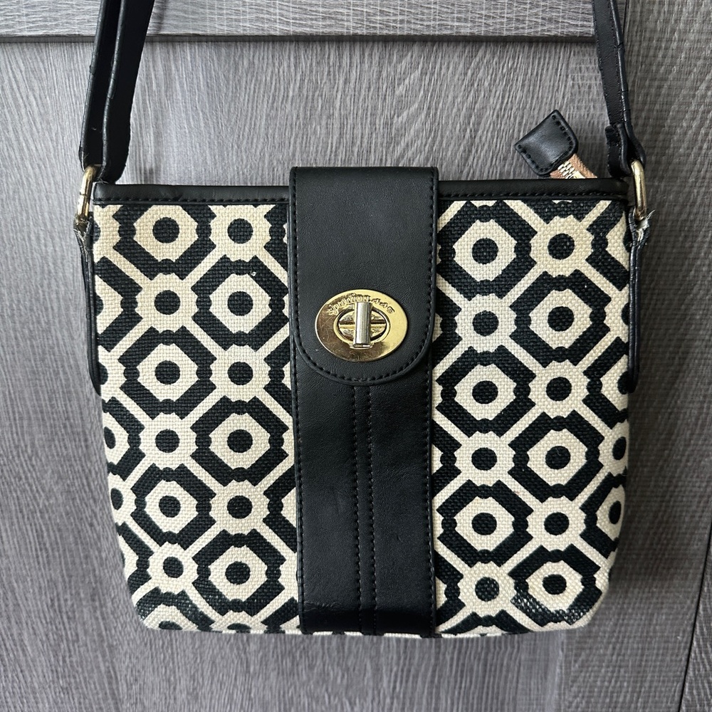 EUC Spartina Convertible Crossbody Bag in Black/White Seagrass Fabric